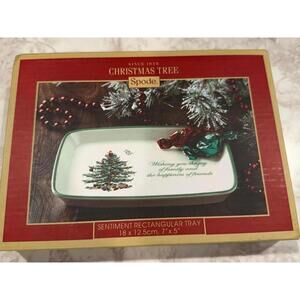 Spode Christmas Tree Sentiment Rectangular Tray 18 x 12.5 cm NEW